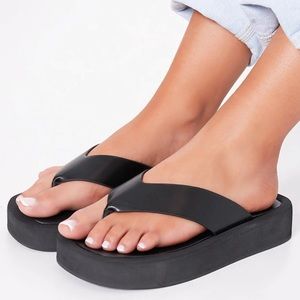 Black Thong Upper Flatform Sandal (NEW)